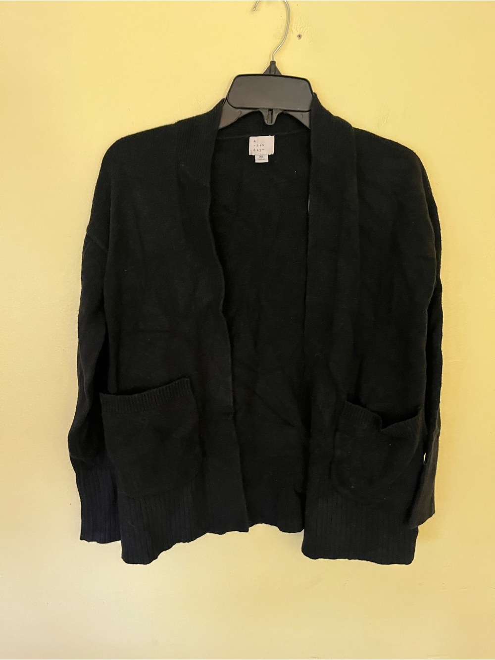 a new day Black Open-Front Pocket Cardigan Sweater Size XS